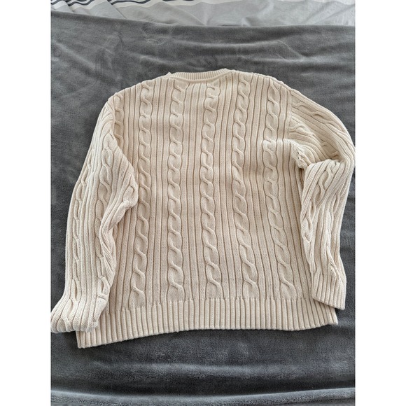 Jantzen Cream Cable Knit Cotton Crewneck Sweater Women's L 100% Cotton - Picture 4 of 4